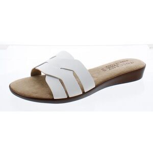 Tuscany By Easy Street Womens NICIA White Slide Sandals Shoes New